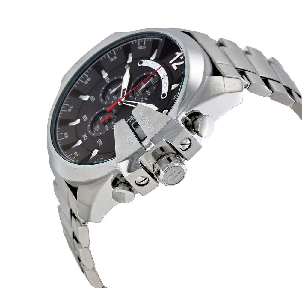 Diesel DZ4308 Mega Chief Chronograph Men's Watch – Black Dial & Silver Stainless Steel Strap