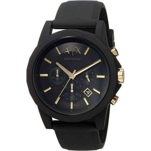 Armani Exchange Outerbanks AX7105 Men's Chronograph Watch – Black Dial with Black Stainless Steel Strap