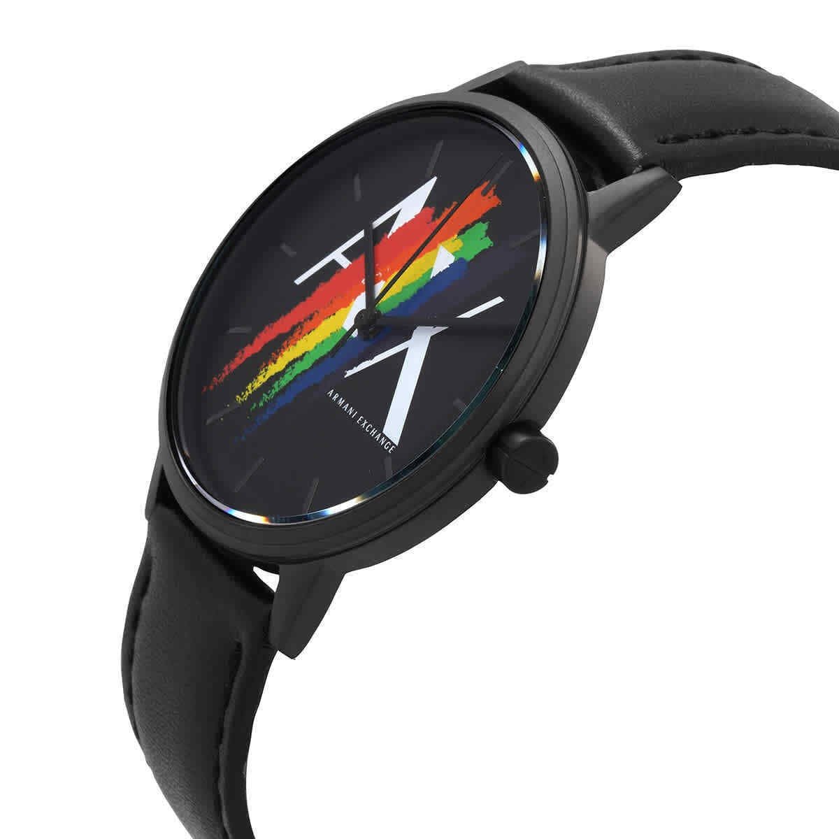Armani Exchange Cayde AX7120 Men's Analog Watch – Black Dial with Black Leather Strap